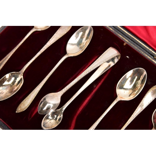 287 - TWO CASED SETS OF SILVER TEASPOONS AND A CASED SET OF SILVER HANDLED BUTTER KNIVES, the first set of... 