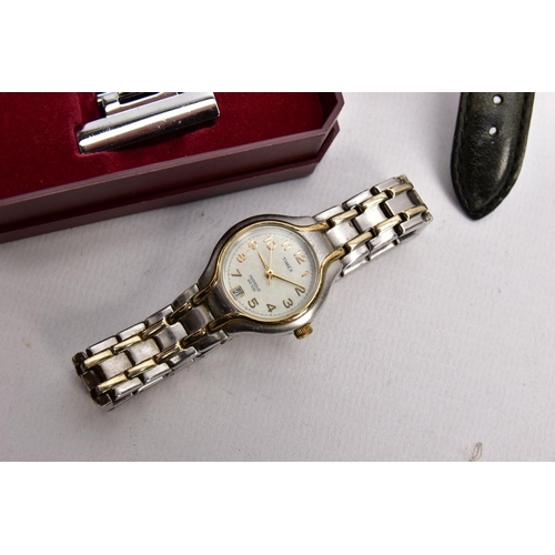 295 - A SMALL QUANTITY OF WRISTWATCHES, to include a ladies boxed 'Sekonda' wristwatch, round black dial, ... 