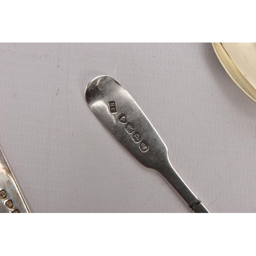 297 - A SELECTION OF SILVER SPOONS, to include a silver old English pattern tablespoon, engraved initials ... 