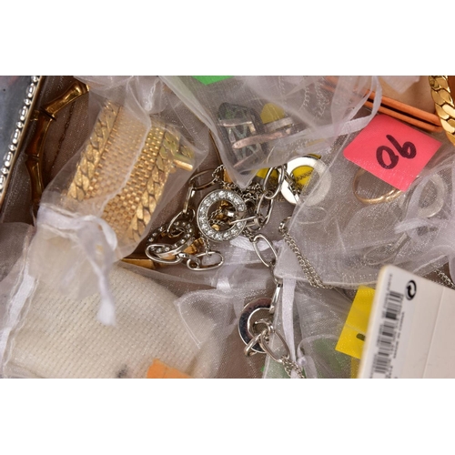 300 - A BOX OF ASSORTED COSTUME JEWELLERY, to include a variety of ladies fashion wristwatches such as 'Se... 