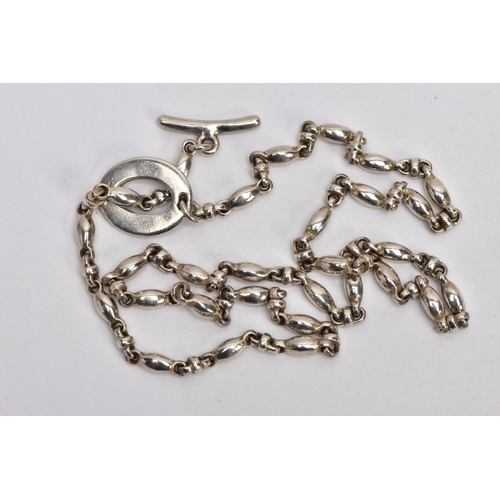 307 - A SILVER 'LINKS LONDON' CHAIN, designed with oval links interspaced with anchor links, fitted with a... 