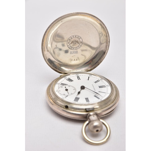 344 - A LONGINES FULL HUNTER POCKET WATCH, round white dial signed 'Longines', Roman numerals, outer minut... 