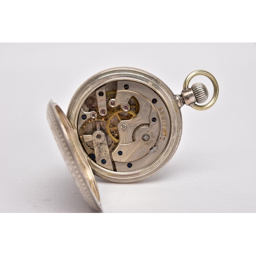 344 - A LONGINES FULL HUNTER POCKET WATCH, round white dial signed 'Longines', Roman numerals, outer minut... 