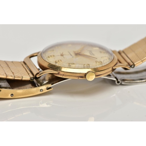 369 - A GENTS 9CT GOLD 'ACCURIST' WRISTWATCH, hand wound movement, round champagne dial signed 'Accurist 2... 