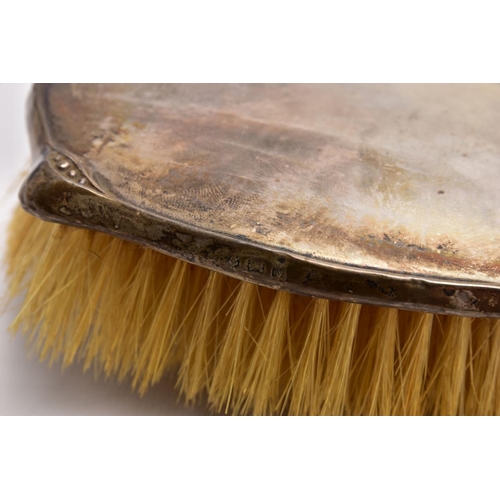 385 - A CASED THREE-PIECE SILVER VANITY SET, black box comprising of a hairbrush, comb and mirror, each pi... 