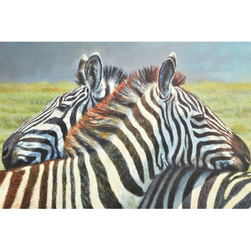 407 - TONY FORREST (BRITISH 1961) 'NEAREST & DEAREST' ZEBRAS IN AFRICA, signed limited edition print 51/19... 