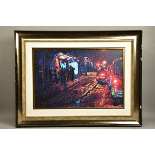 408 - ROLF HARRIS (AUSTRALIAN 1930) 'BUS STOP, HYDE PARK CORNER' signed limited edition print 82/95 with c... 