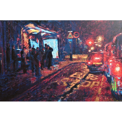 408 - ROLF HARRIS (AUSTRALIAN 1930) 'BUS STOP, HYDE PARK CORNER' signed limited edition print 82/95 with c... 