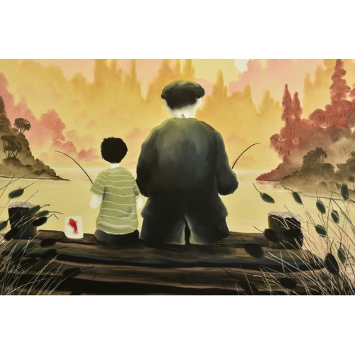 416 - MACKENZIE THORPE (BRITISH 1956) 'ALL OUR YESTERDAYS' two figures fishing, signed limited edition pri... 