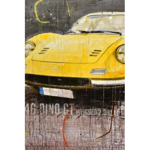 422 - MARKUS HAUB (GERMAN 1972) 'YELLOW 246 DINO GT' a Ferrari sports car, signed bottom right and verso, ... 