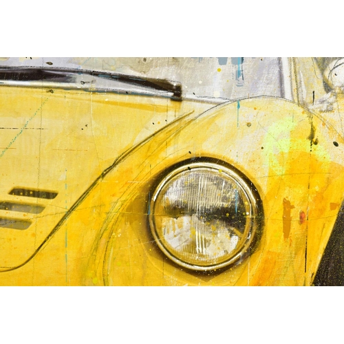 422 - MARKUS HAUB (GERMAN 1972) 'YELLOW 246 DINO GT' a Ferrari sports car, signed bottom right and verso, ... 