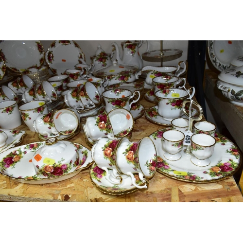 450 - ONE HUNDRED AND FORTY THREE PIECES OF ROYAL ALBERT OLD COUNTRY ROSES TEA/DINNERWARES, comprising tea... 