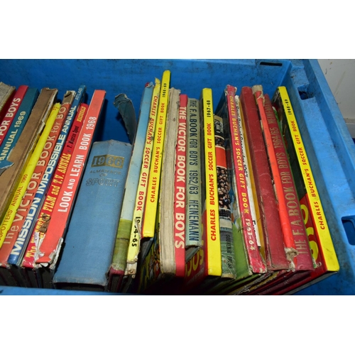 459 - BOOKS, CERAMICS AND GLASS, three boxes comprising approximately thirty children's annuals, fifty Str... 