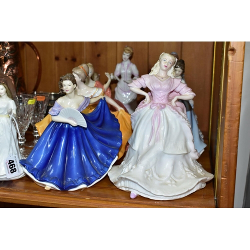 468 - NINE FIGURINES INCLUDING COALPORT 'LADIES OF FASHION' 'Donna', 'Madeleine' (second) and an unnamed f... 