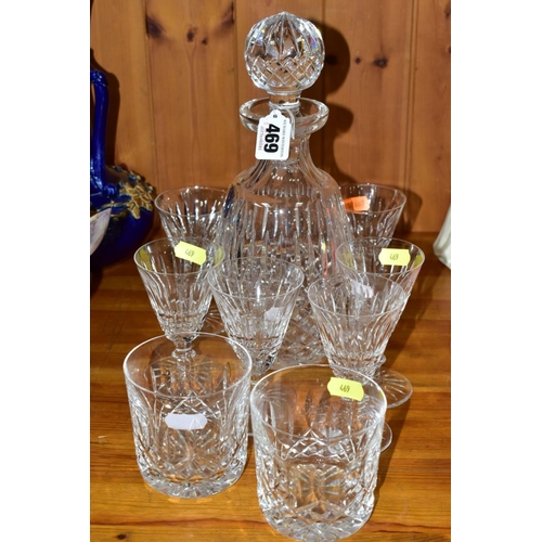 469 - WATERFORD CRYSTAL DECANTER, SIX GLASSES AND TWO TUMBLERS, decanter and glasses are in the 'Tramore' ... 