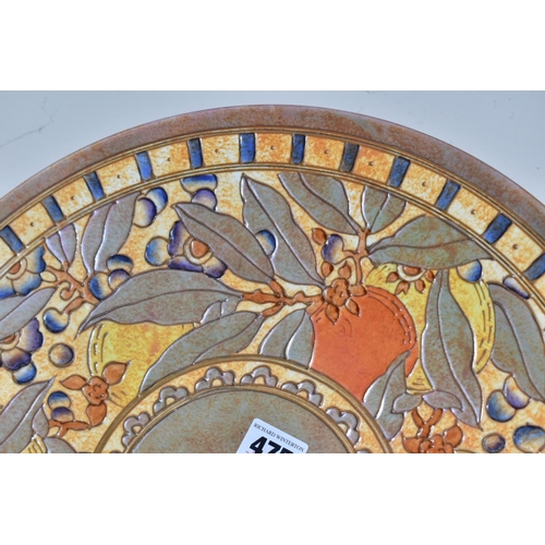 475 - A CHARLOTTE RHEAD BURSLEY WARE CHARGER, in the 'Oranges and Lemons' TL5 pattern, printed and painted... 