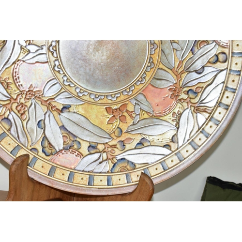 475 - A CHARLOTTE RHEAD BURSLEY WARE CHARGER, in the 'Oranges and Lemons' TL5 pattern, printed and painted... 