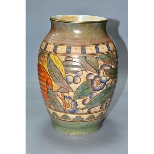 476 - A CHARLOTTE RHEAD BURSLEY WARE VASE in the 'Oranges and Lemons' pattern, TL5, printed and painted ma... 