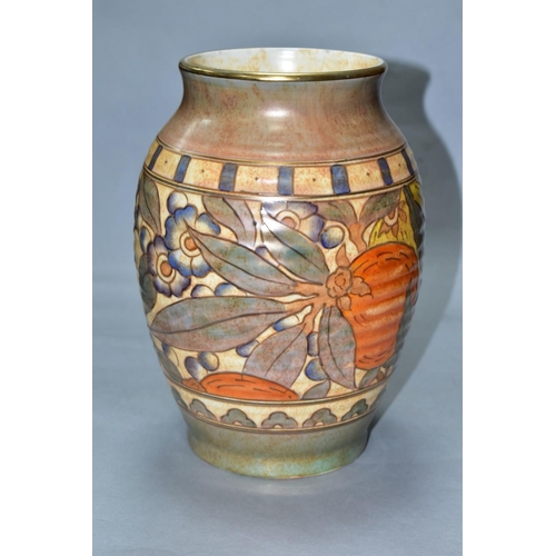 476 - A CHARLOTTE RHEAD BURSLEY WARE VASE in the 'Oranges and Lemons' pattern, TL5, printed and painted ma... 