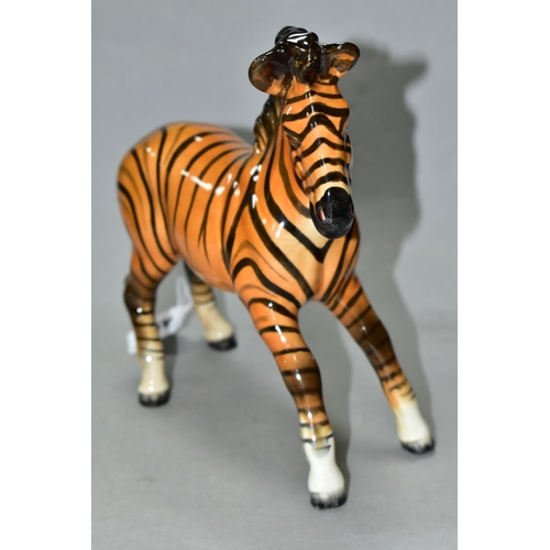 483 - A BESWICK ZEBRA, first version in tan colourway with black stripes, Model No 845A height 18.4cm (Con... 