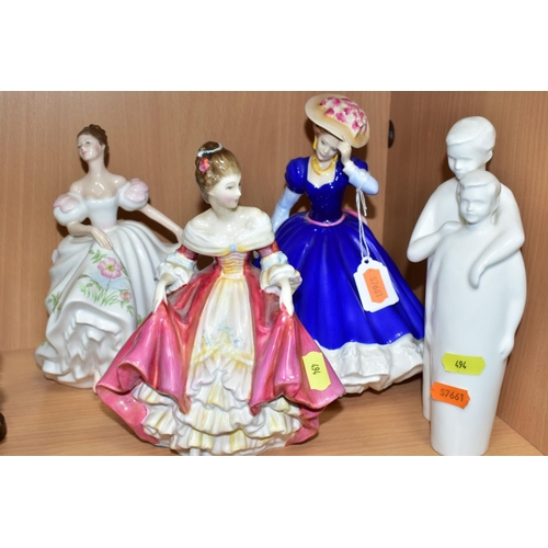 494 - FOUR ROYAL DOULTON FIGURINES, comprising 'Lucy' HN3653, 'Mary' Figure of the Year 1992 HN3375, exten... 