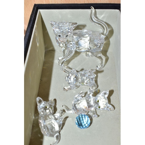 503 - TWENTY THREE SWAROVSKI AND OTHER CRYSTAL FIGURES, to include cat and three kittens set with ball, du... 