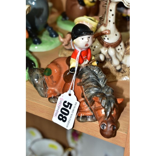 508 - SEVEN NORMAN THELWELL FIGURES BY ROYAL DOULTON AND BESWICK, comprising one Beswick figure 'Kick Star... 