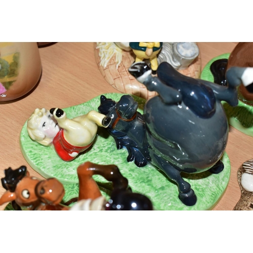 508 - SEVEN NORMAN THELWELL FIGURES BY ROYAL DOULTON AND BESWICK, comprising one Beswick figure 'Kick Star... 