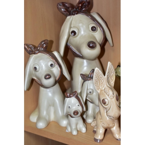 510 - SYLVAC POTTERY ANIMALS to include a graduated bandaged dog set of four, largest approximately 31cm, ... 