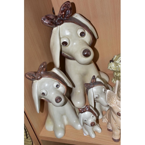 510 - SYLVAC POTTERY ANIMALS to include a graduated bandaged dog set of four, largest approximately 31cm, ... 