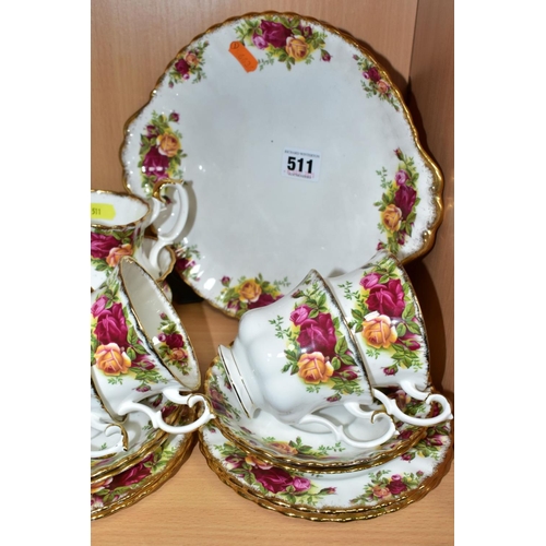 511 - ROYAL ALBERT 'OLD COUNTRY ROSES' TEAWARES, comprising cake/sandwich plate, milk jug, sugar bowl, six... 