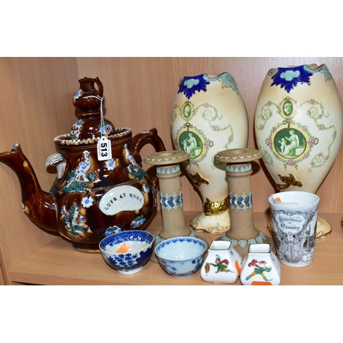 513 - A SMALL GROUP OF 18TH/19TH AND 20TH CENTURY CERAMICS, including a late 18th Century pearlware tea bo... 