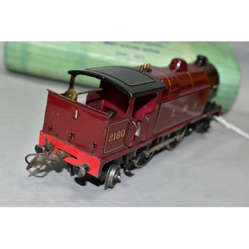 524 - A HORNBY 0 GAUGE NO 2 SPECIAL TANK LOCOMOTIVE, No 2180, L.M.S lined maroon livery (E220), appears co... 