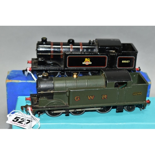 527 - TWO BOXED HORNBY DUBLO CLASS N2 TANK LOCOMOTIVES, No. 6699, G.W.R green livery (EDL7) and No. 69567,... 