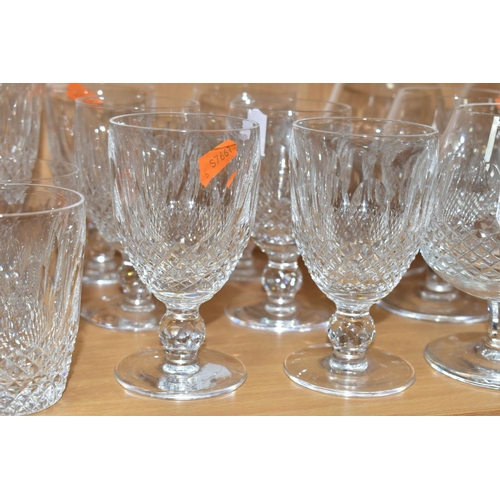 532 - A SUITE OF WATERFORD CRYSTAL COLEEN PATTERN DRINKING GLASSES comprising six brandy, six wine, height... 