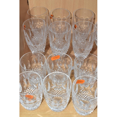 532 - A SUITE OF WATERFORD CRYSTAL COLEEN PATTERN DRINKING GLASSES comprising six brandy, six wine, height... 