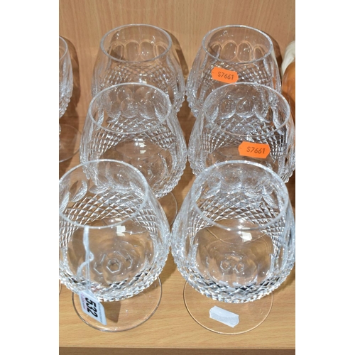 532 - A SUITE OF WATERFORD CRYSTAL COLEEN PATTERN DRINKING GLASSES comprising six brandy, six wine, height... 