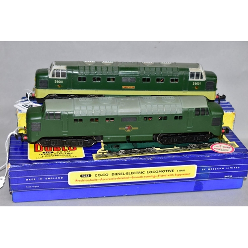 545 - TWO BOXED HORNBY DUBLO DELTIC LOCOMOTIVES, 'St.Paddy' No.D9001, B.R. two tone green livery (3234) an... 