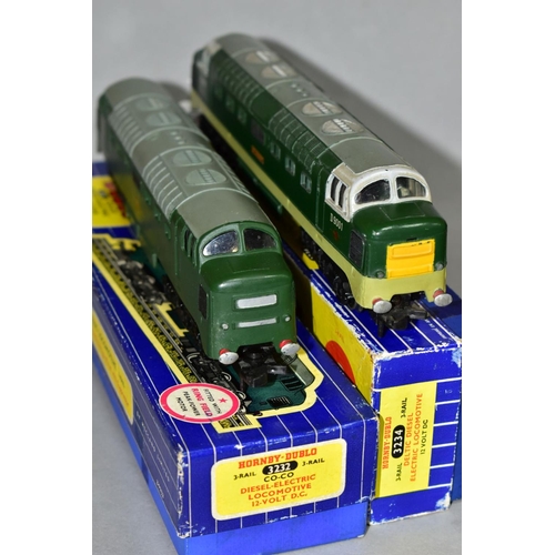 545 - TWO BOXED HORNBY DUBLO DELTIC LOCOMOTIVES, 'St.Paddy' No.D9001, B.R. two tone green livery (3234) an... 