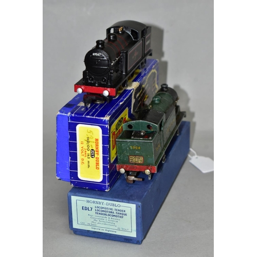 546 - THREE HORNBY DUBLO CLASS N2 TANK LOCOMOTIVES, No.2594, Southern green livery (part reprint?) (EDL7) ... 