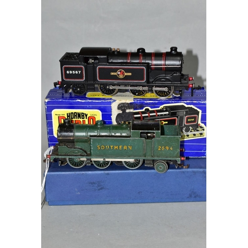 546 - THREE HORNBY DUBLO CLASS N2 TANK LOCOMOTIVES, No.2594, Southern green livery (part reprint?) (EDL7) ... 