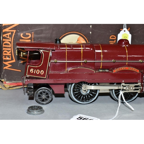 560 - A PART BOXED HORNBY RAILWAY 0 GAUGE ROYAL SCOT LOCOMOTIVE AND TENDER, No. 6100, L.M.S lined maroon l... 