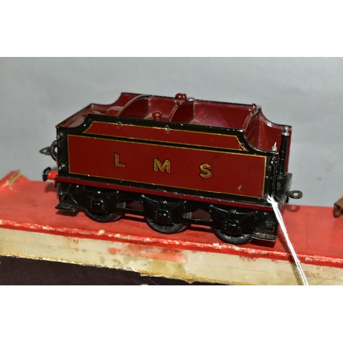 560 - A PART BOXED HORNBY RAILWAY 0 GAUGE ROYAL SCOT LOCOMOTIVE AND TENDER, No. 6100, L.M.S lined maroon l... 