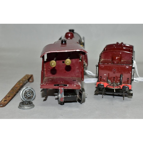 560 - A PART BOXED HORNBY RAILWAY 0 GAUGE ROYAL SCOT LOCOMOTIVE AND TENDER, No. 6100, L.M.S lined maroon l... 