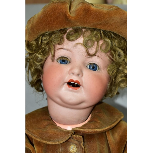 561 - AN ARMAND MARSEILLE BISQUE HEAD DOLL, nape of neck marked 'Germany 996 A.7 M', sleeping blue glass e... 