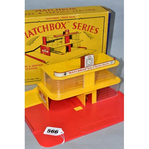 566 - A BOXED MATCHBOX SERIES ESSO SALES & SERVICE STATION, No. MG1, red base and roof sign, yellow ramp a... 