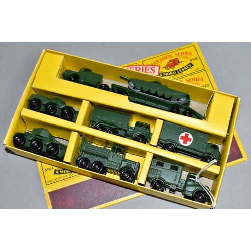 568 - A BOXED LESNEY MATCHBOX SERIES ARMY SBT GIFT SET, No. G-5, complete with all correct vehicles which ... 