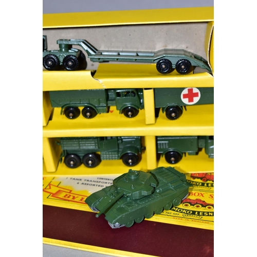 568 - A BOXED LESNEY MATCHBOX SERIES ARMY SBT GIFT SET, No. G-5, complete with all correct vehicles which ... 