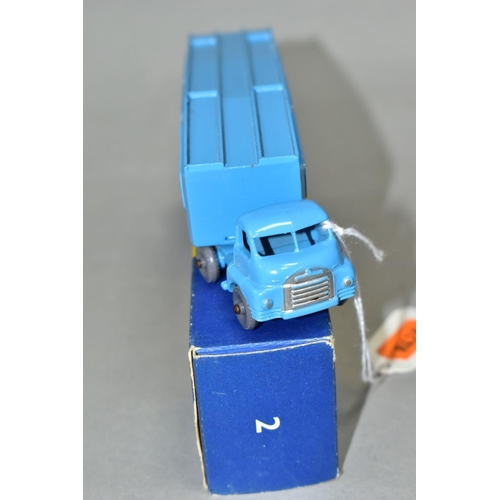 571 - A BOXED MOKO LESNEY MATCHBOX SERIES BEDFORD CAR TRANSPORTER ACCESSORY PACK No.2, blue livery, grey p... 