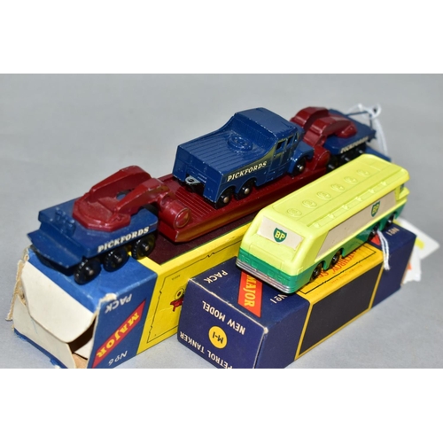 587 - TWO BOXED MATCHBOX SERIES MAJOR PACK VEHICLES, Leyland/Thompson BP Autotanker, No.1 and Pickfords Sc... 